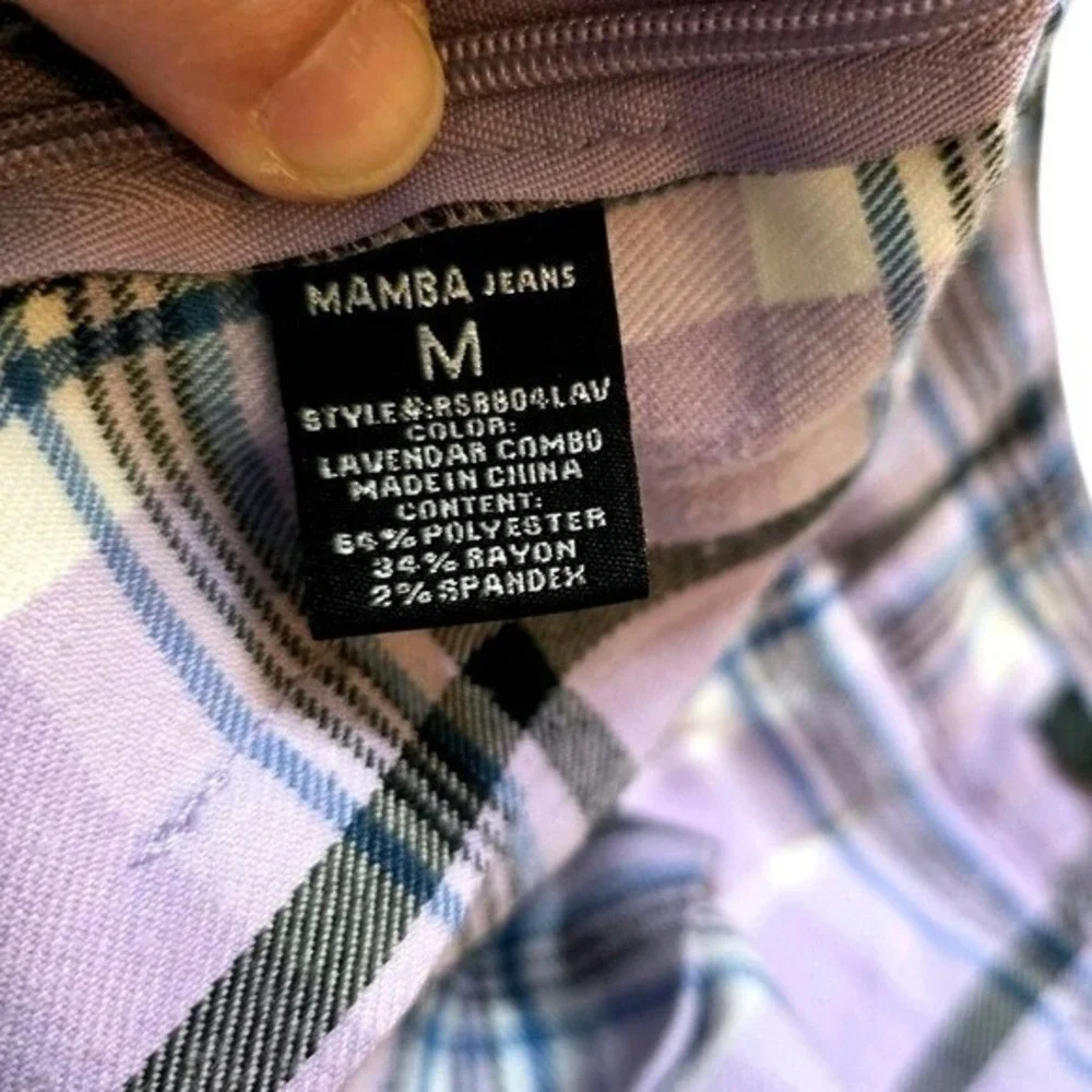 Lavender‎ Plaid Pleated Mini Skirt Mamba Jeans  Purple Checkered Size M Y2K